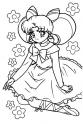 dibujo Sailor Moon con flores